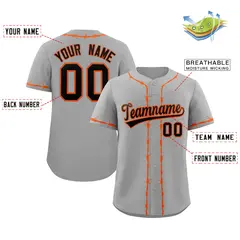 Gray Orange Thorns Ribbed Authentic Classic Baseball Jersey 2
