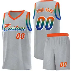 Gray Orange Wave Pattern Sports Uniform Basketball Jersey
