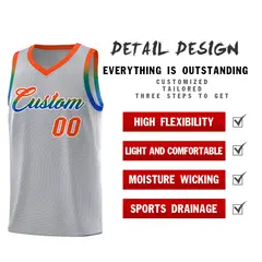 Gray Orange Wave Pattern Sports Uniform Basketball Jersey 2
