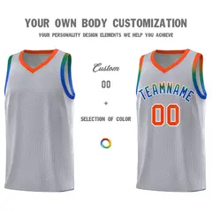 Gray Orange Wave Pattern Sports Uniform Basketball Jersey 3