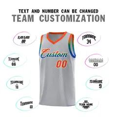 Gray Orange Wave Pattern Sports Uniform Basketball Jersey 4