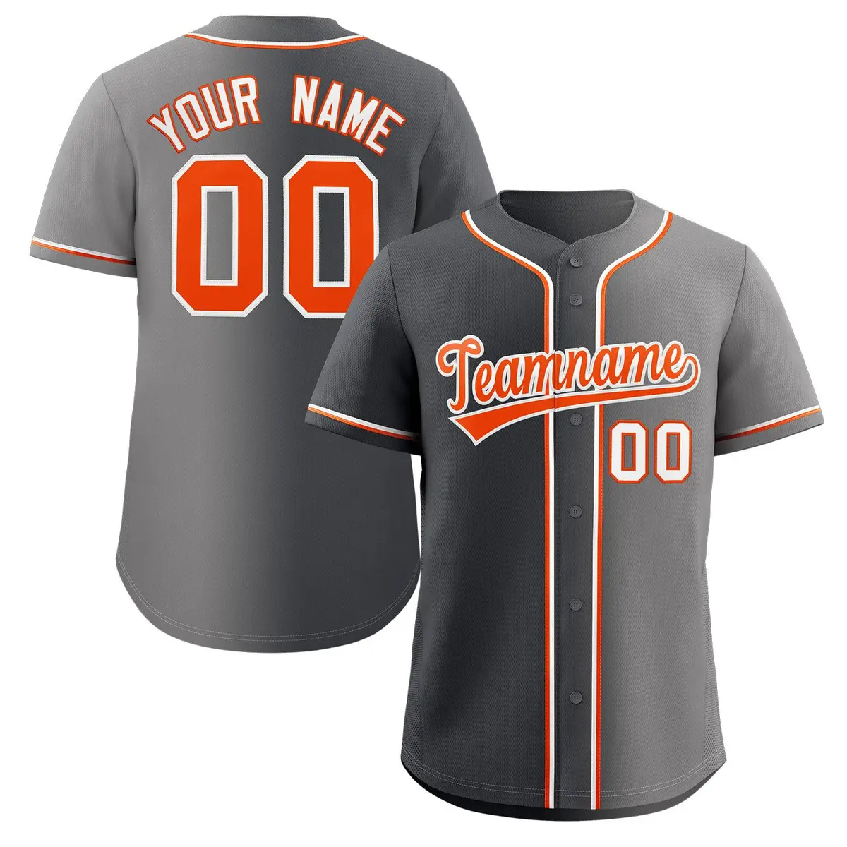 Gray Orange-White Gradient Fashion Authentic Baseball Jersey