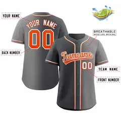 Gray Orange-White Gradient Fashion Authentic Baseball Jersey 2