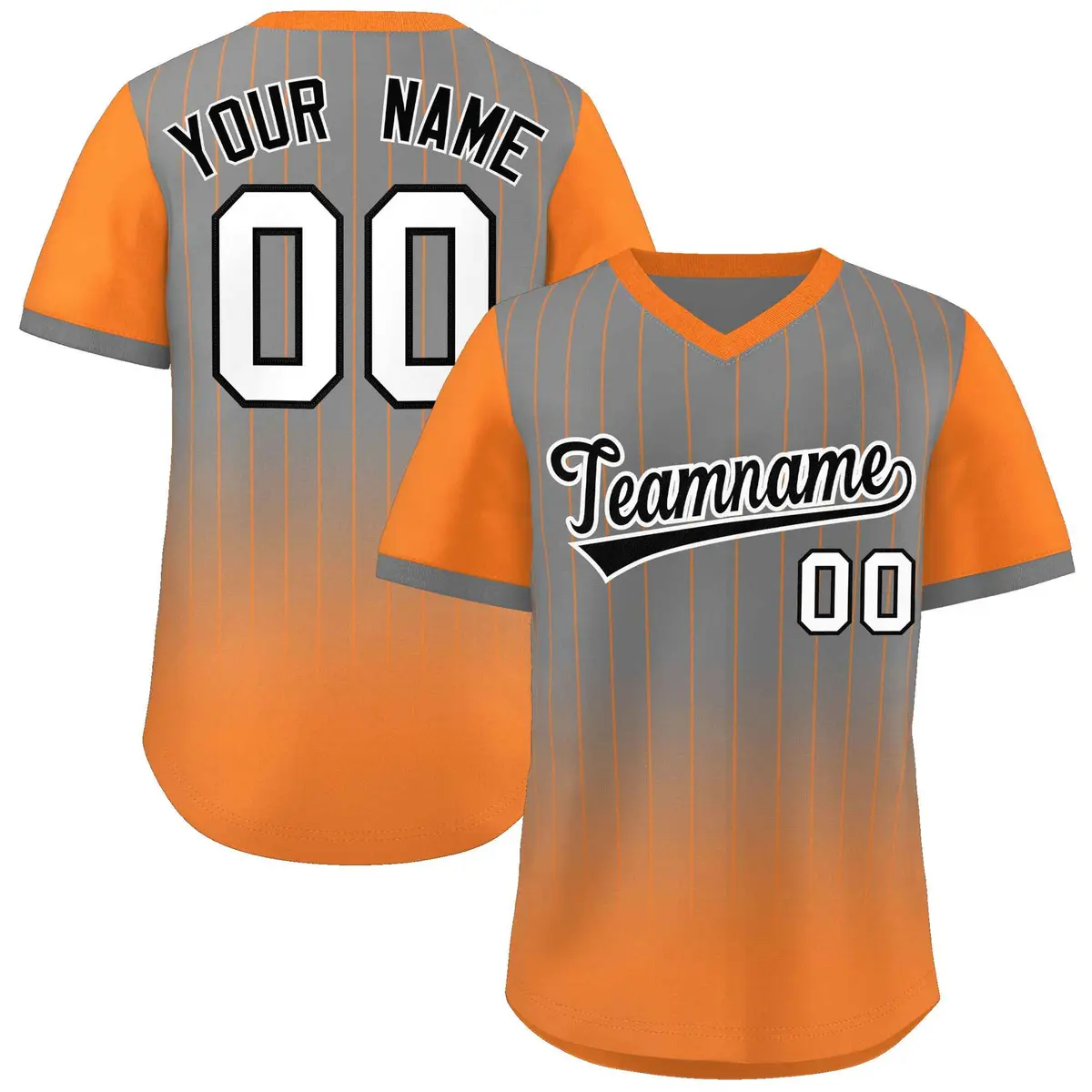 Gray Orange-White Gradient Pinstripe Baseball Jersey