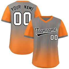 Gray Orange-White Gradient Pinstripe Baseball Jersey 1