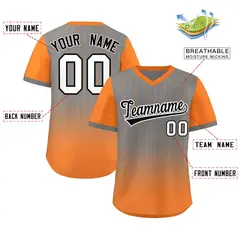Gray Orange-White Gradient Pinstripe Baseball Jersey 2