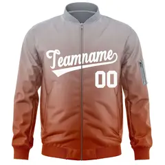 Gray Orange-White Gradient Varsity Letterman Bomber Jacket 3