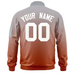 Gray Orange-White Gradient Varsity Letterman Bomber Jacket 4