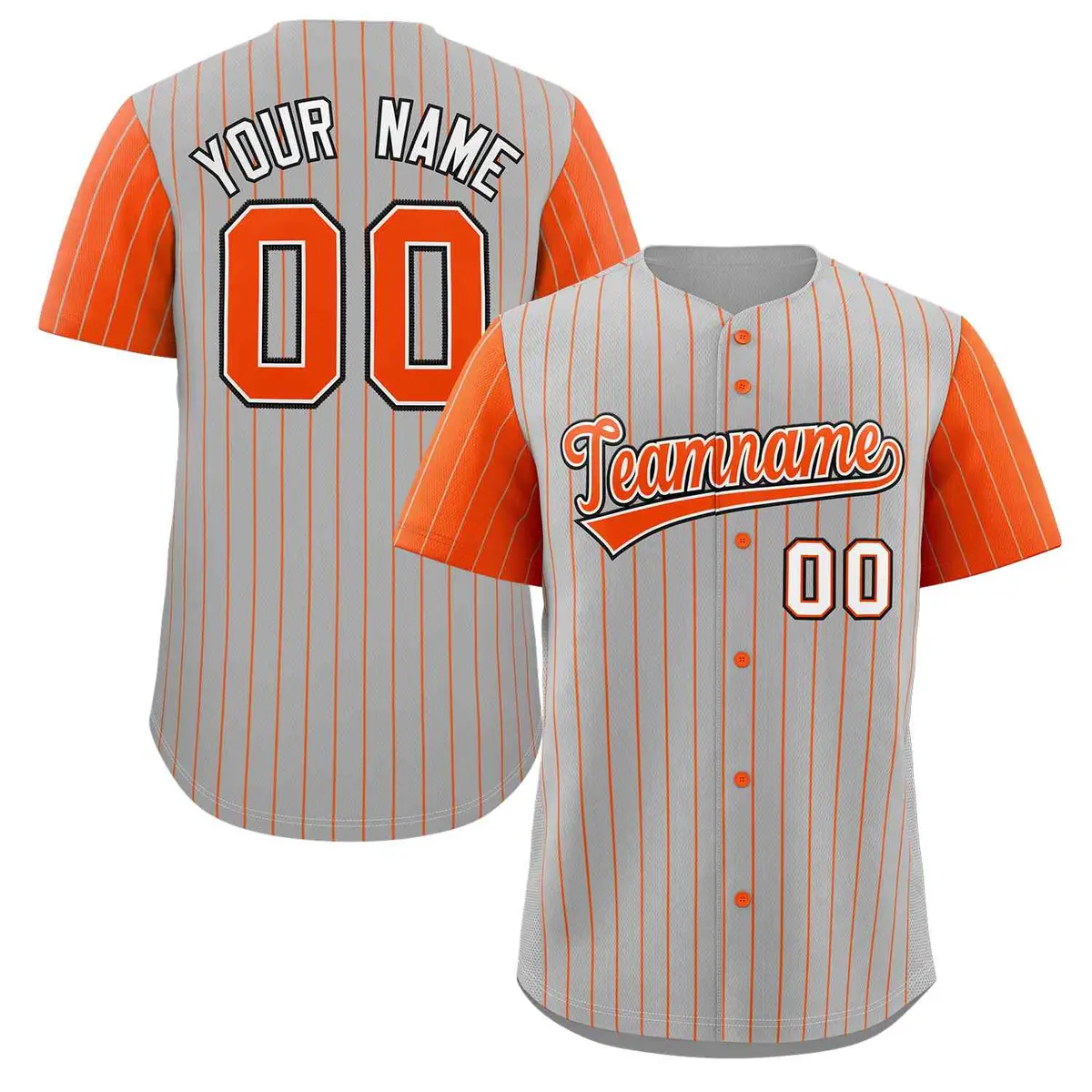 Gray Orange-White Stripe Raglan Sleeves Baseball Jersey