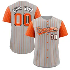 Gray Orange-White Stripe Raglan Sleeves Baseball Jersey 1