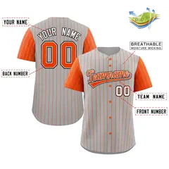Gray Orange-White Stripe Raglan Sleeves Baseball Jersey 2