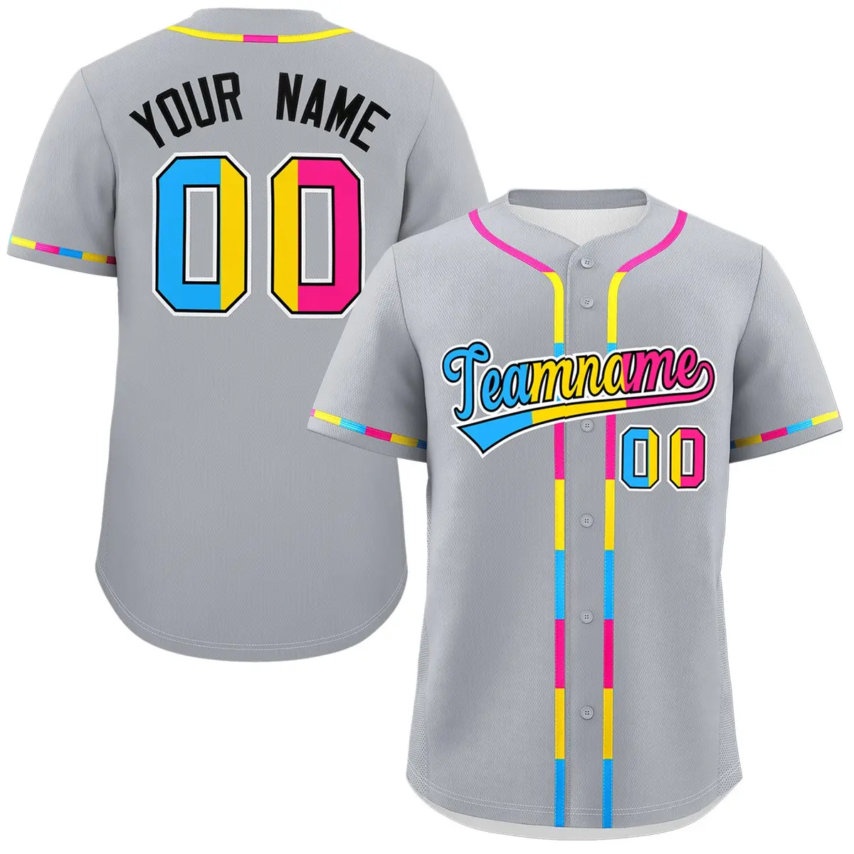 Gray Pansexuality Pride Month Authentic Baseball Jersey
