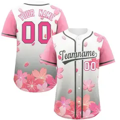 Gray Pink Cherry Blossom Graffiti Baseball Jersey