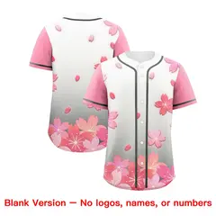 Gray Pink Cherry Blossom Graffiti Baseball Jersey 7