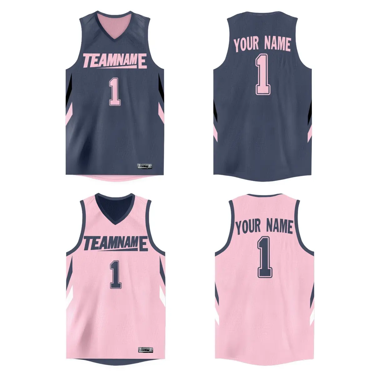 Gray Pink Double Side Athletic Basketball Jersey