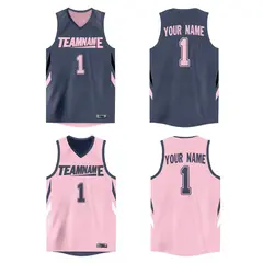 Gray Pink Double Side Athletic Basketball Jersey