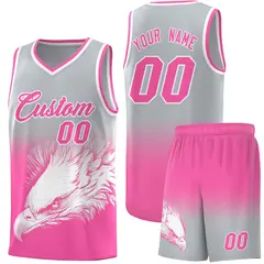 Gray Pink Eagle Graffiti Pattern Basketball Jersey 1