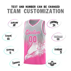 Gray Pink Eagle Graffiti Pattern Basketball Jersey 2