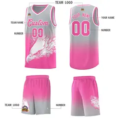 Gray Pink Eagle Graffiti Pattern Basketball Jersey 3