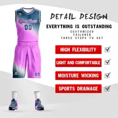 Gray Pink Gradient Fashion Sports Basketball Jersey 2