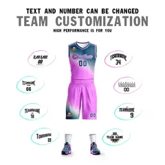 Gray Pink Gradient Fashion Sports Basketball Jersey 4