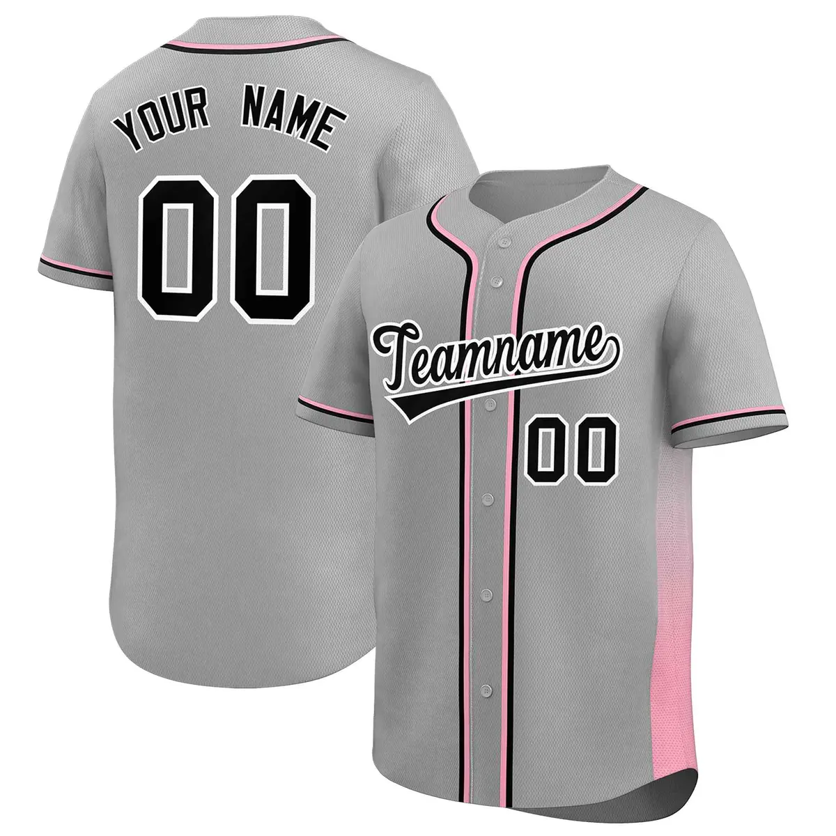 Gray Pink Gradient Side Authentic Baseball Jersey