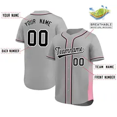 Gray Pink Gradient Side Authentic Baseball Jersey 2