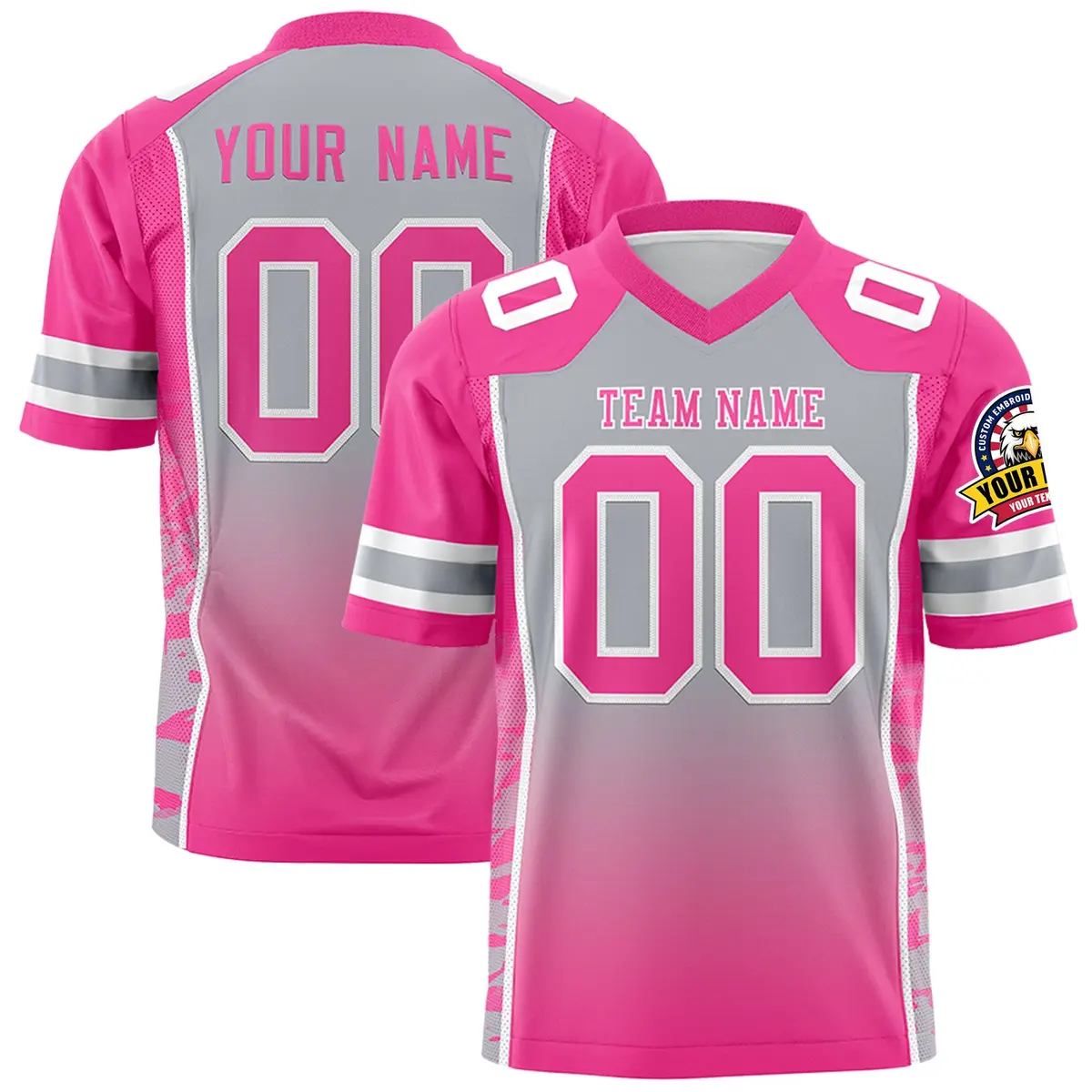 Gray Pink Gradient Side Pattern Authentic Football Jersey