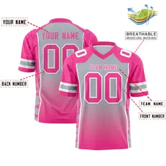 Gray Pink Gradient Side Pattern Authentic Football Jersey 2