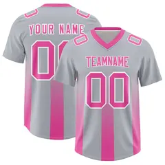 Gray Pink Gradient Vertical Stripe Team Football Jersey 1