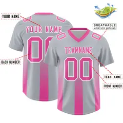 Gray Pink Gradient Vertical Stripe Team Football Jersey 2