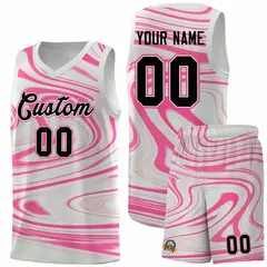 Gray Pink Graffiti Fluids Basketball Uniform Jersey Sets 1