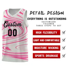 Gray Pink Graffiti Fluids Basketball Uniform Jersey Sets 2