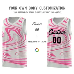 Gray Pink Graffiti Fluids Basketball Uniform Jersey Sets 3