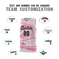 Gray Pink Graffiti Fluids Basketball Uniform Jersey Sets 4