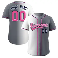Gray Pink-Navy Gradient Fashion Authentic Baseball Jersey 1