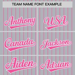 Gray Pink Pinstripe Two-Tone Authentic Baseball Jersey 3