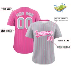 Gray Pink Pinstripe Two-Tone Authentic Baseball Jersey 2
