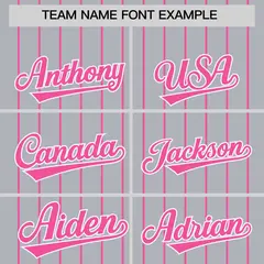 Gray Pink Pinstripe Two-Tone Authentic Baseball Jersey 3