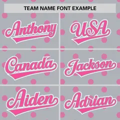 Gray Pink Polka Dot Graffiti Authentic Baseball Jersey 3