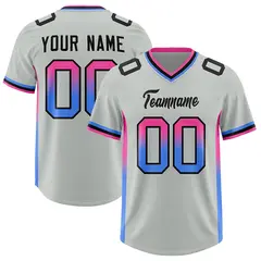 Gray Pink Powder Blue Gradient Sides Football Jersey 1