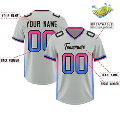 Gray Pink Powder Blue Gradient Sides Football Jersey 2