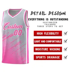 Gray Pink Splash Basketball Uniforms for Matches 2