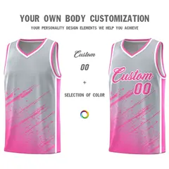 Gray Pink Splash Basketball Uniforms for Matches 3