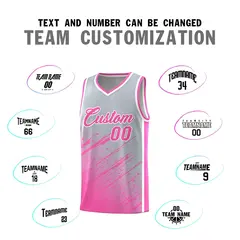 Gray Pink Splash Basketball Uniforms for Matches 4