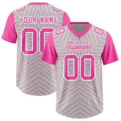 Gray Pink Star Pattern Raglan Football Jersey 1