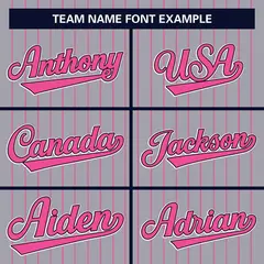 Gray Pink Stripe Full Button Authentic Baseball Jersey 3
