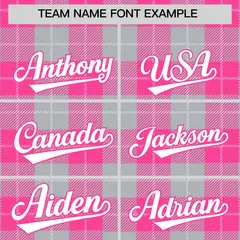 Gray Pink-White Plaid Varsity Letterman Baseball Jacket 3