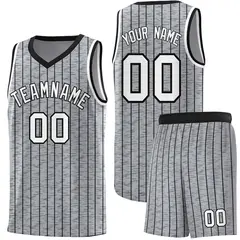 Gray Pinstripe Retro Sets Uniform Basketball Jersey