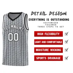 Gray Pinstripe Retro Sets Uniform Basketball Jersey 2